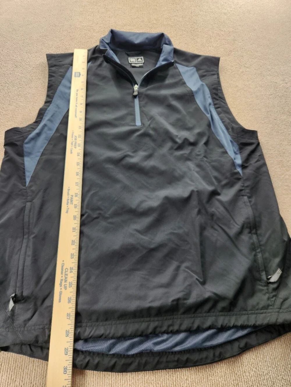 adidas ClimaProof Wind Breaker Men's L Sleeveless Quarter-Zip Vest Black Gray
